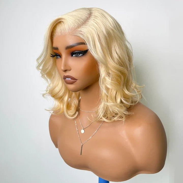 Charming Layered Cut Bob Wigs Blonde Body Wave Human Hair - Wigtrends