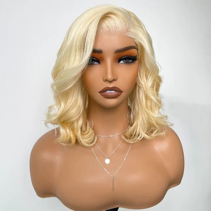 Charming Layered Cut Bob Wigs Blonde Body Wave Human Hair - Wigtrends