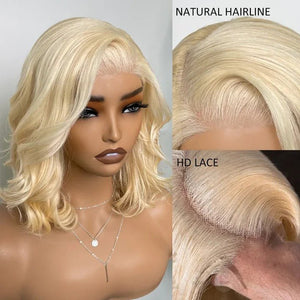 Charming Layered Cut Bob Wigs Blonde Body Wave Human Hair - Wigtrends