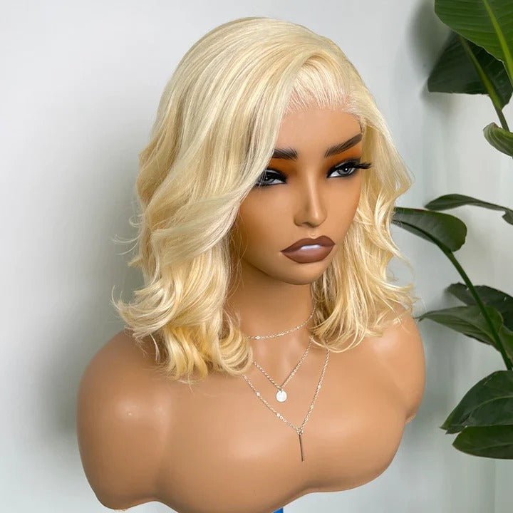 Charming Layered Cut Bob Wigs Blonde Body Wave Human Hair - Wigtrends