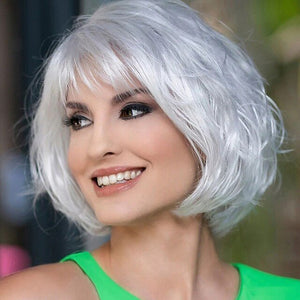 Chemical Fiber Wig European and American Wig Female Short Hair Silver Gray Mechanism Wavy Head Wig Full Head Wig - Wigtrends