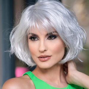 Chemical Fiber Wig European and American Wig Female Short Hair Silver Gray Mechanism Wavy Head Wig Full Head Wig - Wigtrends