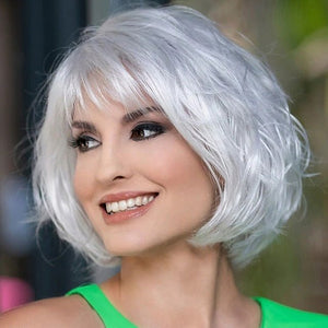 Chemical Fiber Wig European and American Wig Female Short Hair Silver Gray Mechanism Wavy Head Wig Full Head Wig - Wigtrends