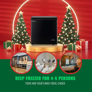 Chest Freezer 5.0Cubic Feet Deep Freezer Freestanding Freezers with 2 Removable Stainless Steel Basket, Mini Freezer Top Open Door Compact Freezer with Electronic Control 41℉ to - 15℉BLACK - Wigtrends