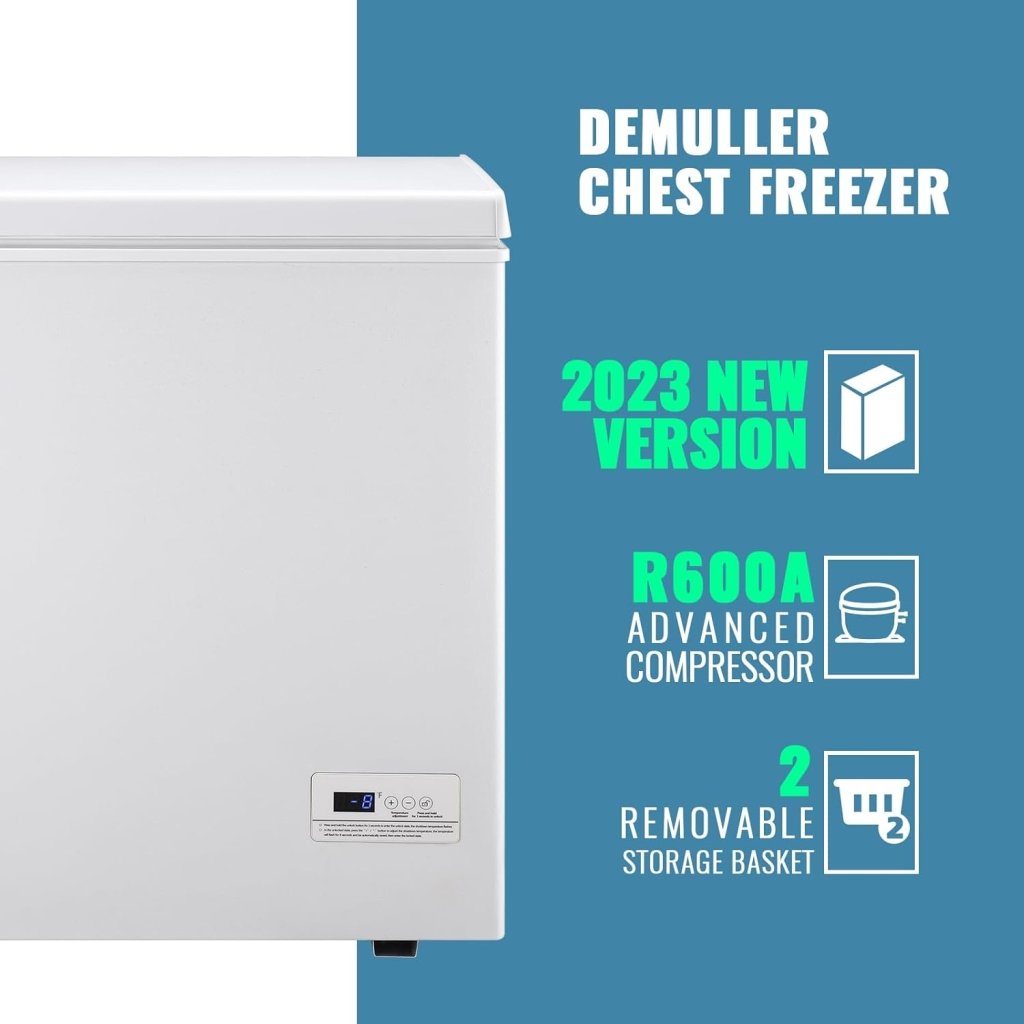 Chest Freezer 5.0Cubic Feet Deep Freezer Freestanding Freezers with 2 Removable Stainless Steel Basket, Mini Freezer Top Open Door Compact Freezer with Electronic Control 41℉ to - 15℉BLACK - Wigtrends