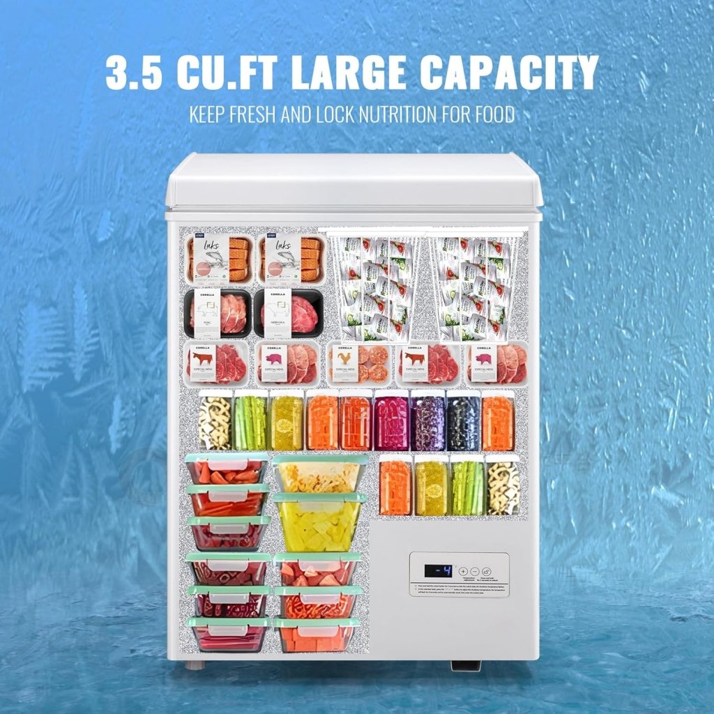 Chest Freezer 5.0Cubic Feet Deep Freezer Freestanding Freezers with 2 Removable Stainless Steel Basket, Mini Freezer Top Open Door Compact Freezer with Electronic Control 41℉ to - 15℉BLACK - Wigtrends