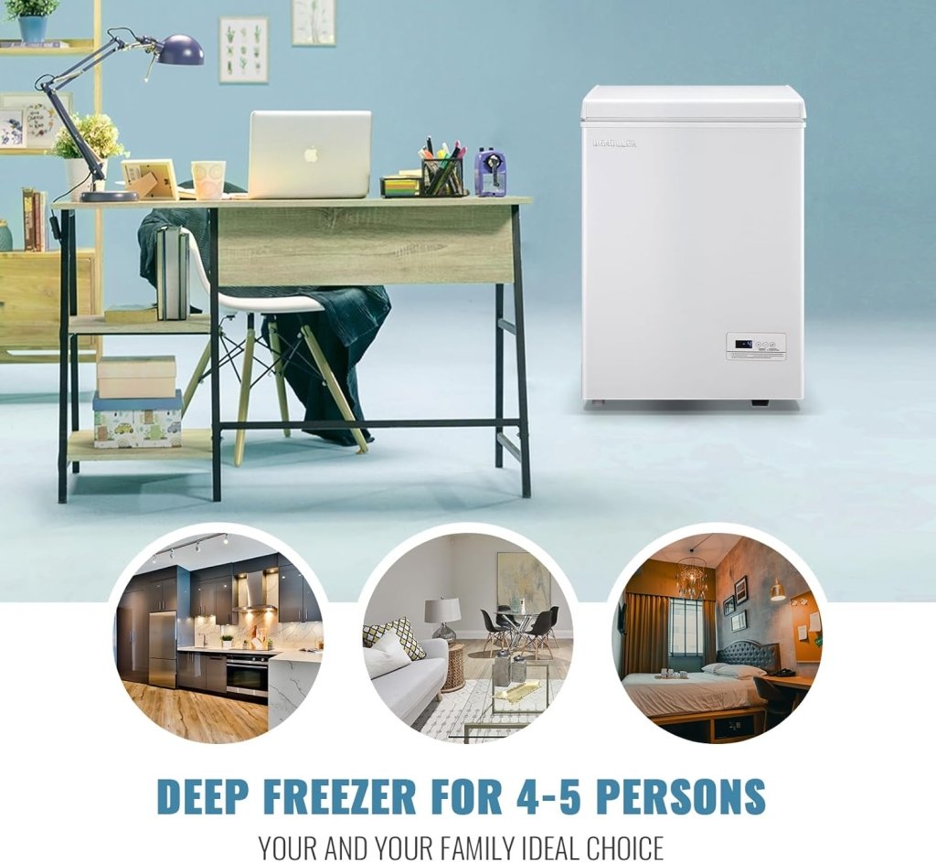 Chest Freezer 5.0Cubic Feet Deep Freezer Freestanding Freezers with 2 Removable Stainless Steel Basket, Mini Freezer Top Open Door Compact Freezer with Electronic Control 41℉ to - 15℉BLACK - Wigtrends