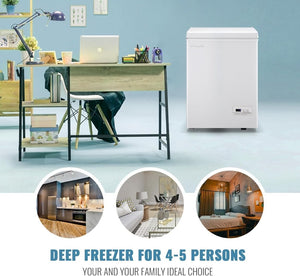 Chest Freezer 5.0Cubic Feet Deep Freezer Freestanding Freezers with 2 Removable Stainless Steel Basket, Mini Freezer Top Open Door Compact Freezer with Electronic Control 41℉ to - 15℉BLACK - Wigtrends