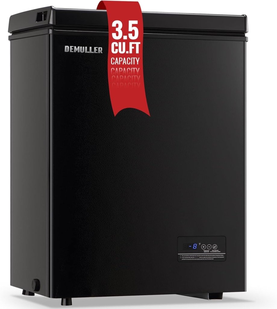 Chest Freezer 5.0Cubic Feet Deep Freezer Freestanding Freezers with 2 Removable Stainless Steel Basket, Mini Freezer Top Open Door Compact Freezer with Electronic Control 41℉ to - 15℉BLACK - Wigtrends