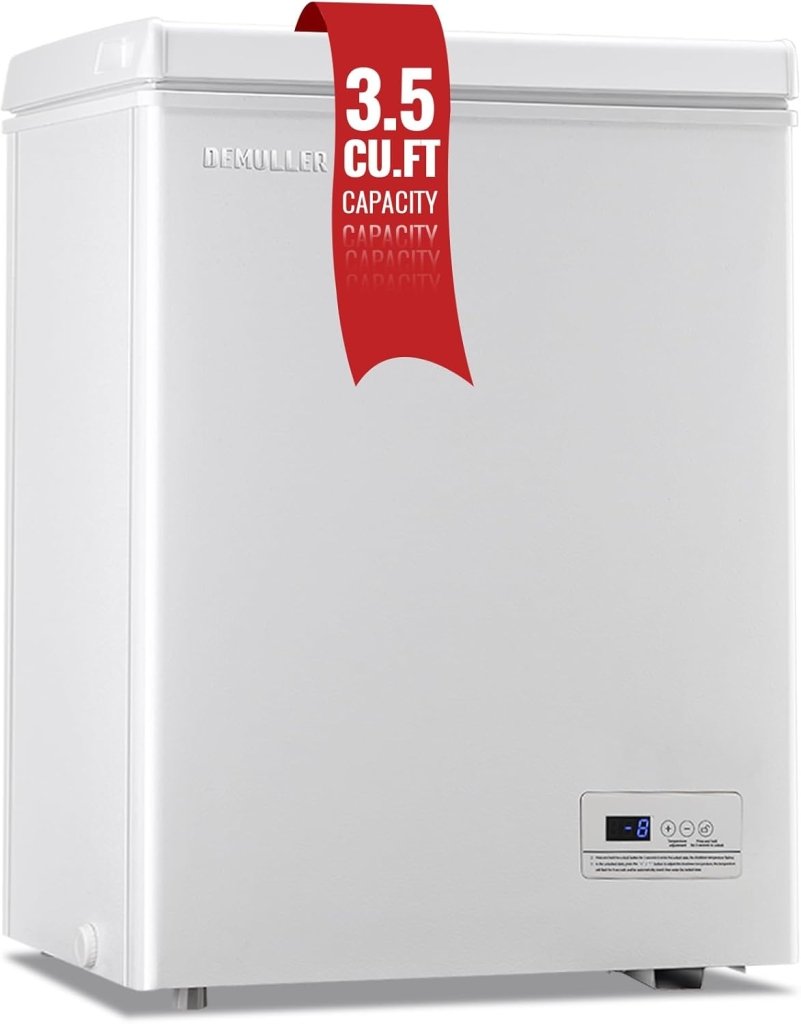 Chest Freezer 5.0Cubic Feet Deep Freezer Freestanding Freezers with 2 Removable Stainless Steel Basket, Mini Freezer Top Open Door Compact Freezer with Electronic Control 41℉ to - 15℉BLACK - Wigtrends