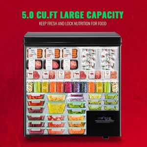 Chest Freezer 5.0Cubic Feet Deep Freezer Freestanding Freezers with 2 Removable Stainless Steel Basket, Mini Freezer Top Open Door Compact Freezer with Electronic Control 41℉ to - 15℉BLACK - Wigtrends