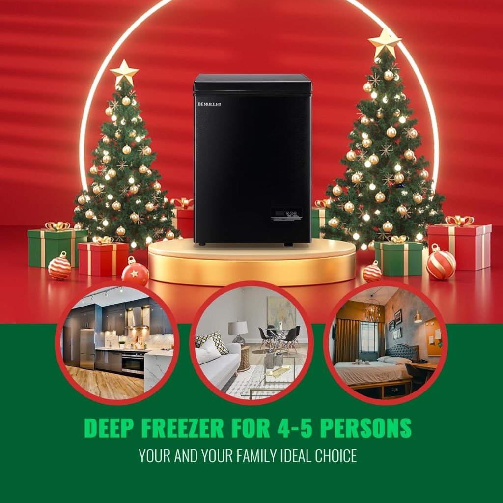 Chest Freezer 5.0Cubic Feet Deep Freezer Freestanding Freezers with 2 Removable Stainless Steel Basket, Mini Freezer Top Open Door Compact Freezer with Electronic Control 41℉ to - 15℉BLACK - Wigtrends