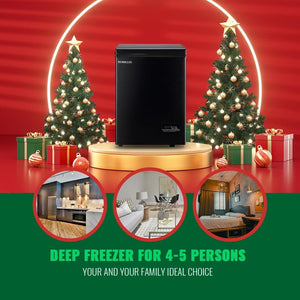 Chest Freezer 5.0Cubic Feet Deep Freezer Freestanding Freezers with 2 Removable Stainless Steel Basket, Mini Freezer Top Open Door Compact Freezer with Electronic Control 41℉ to - 15℉BLACK - Wigtrends