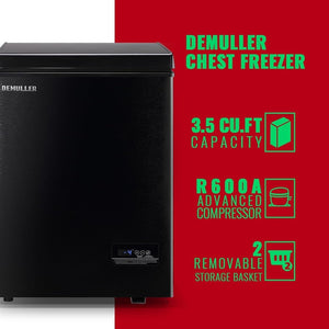 Chest Freezer 5.0Cubic Feet Deep Freezer Freestanding Freezers with 2 Removable Stainless Steel Basket, Mini Freezer Top Open Door Compact Freezer with Electronic Control 41℉ to - 15℉BLACK - Wigtrends