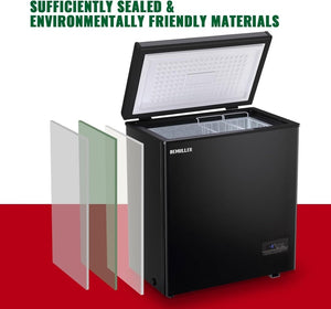 Chest Freezer 5.0Cubic Feet Deep Freezer Freestanding Freezers with 2 Removable Stainless Steel Basket, Mini Freezer Top Open Door Compact Freezer with Electronic Control 41℉ to - 15℉BLACK - Wigtrends