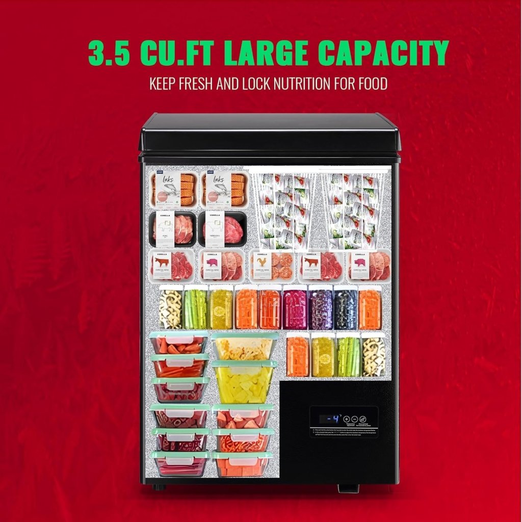 Chest Freezer 5.0Cubic Feet Deep Freezer Freestanding Freezers with 2 Removable Stainless Steel Basket, Mini Freezer Top Open Door Compact Freezer with Electronic Control 41℉ to - 15℉BLACK - Wigtrends