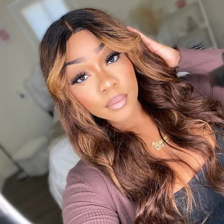 Chocolate Brown Highlight Loose Wave Wig - Wigtrends