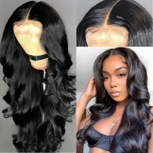 Classical Mid-part Body Wave Human Hair Wig - Wigtrends