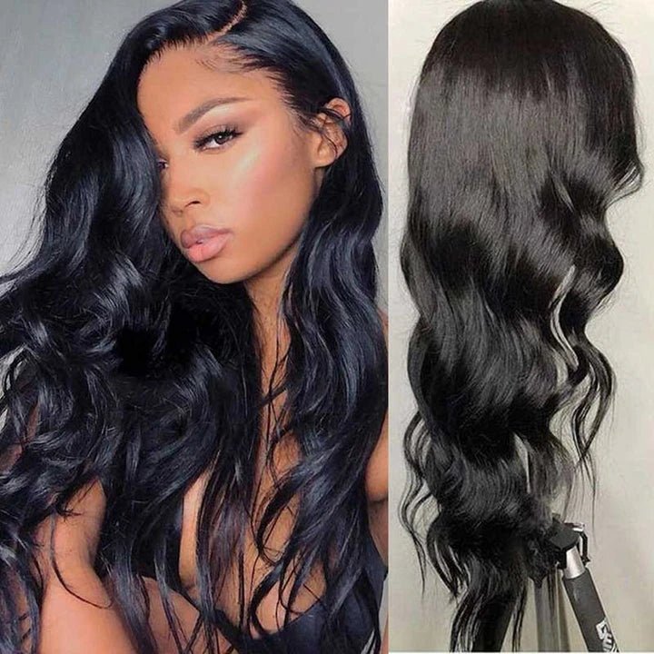 Classical Mid-part Body Wave Human Hair Wig - Wigtrends