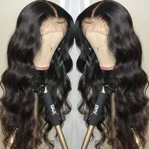 Classical Mid-part Body Wave Human Hair Wig - Wigtrends