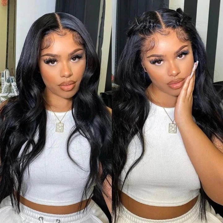 Classical Mid-part Body Wave Human Hair Wig - Wigtrends