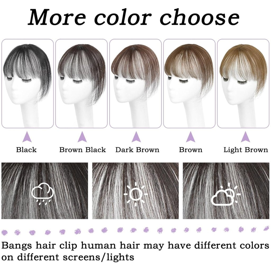 Clip in Bangs 100% Human Hair Toppers 360°3D Hair Pieces Clip On Air Bangs Extensions - Wigtrends