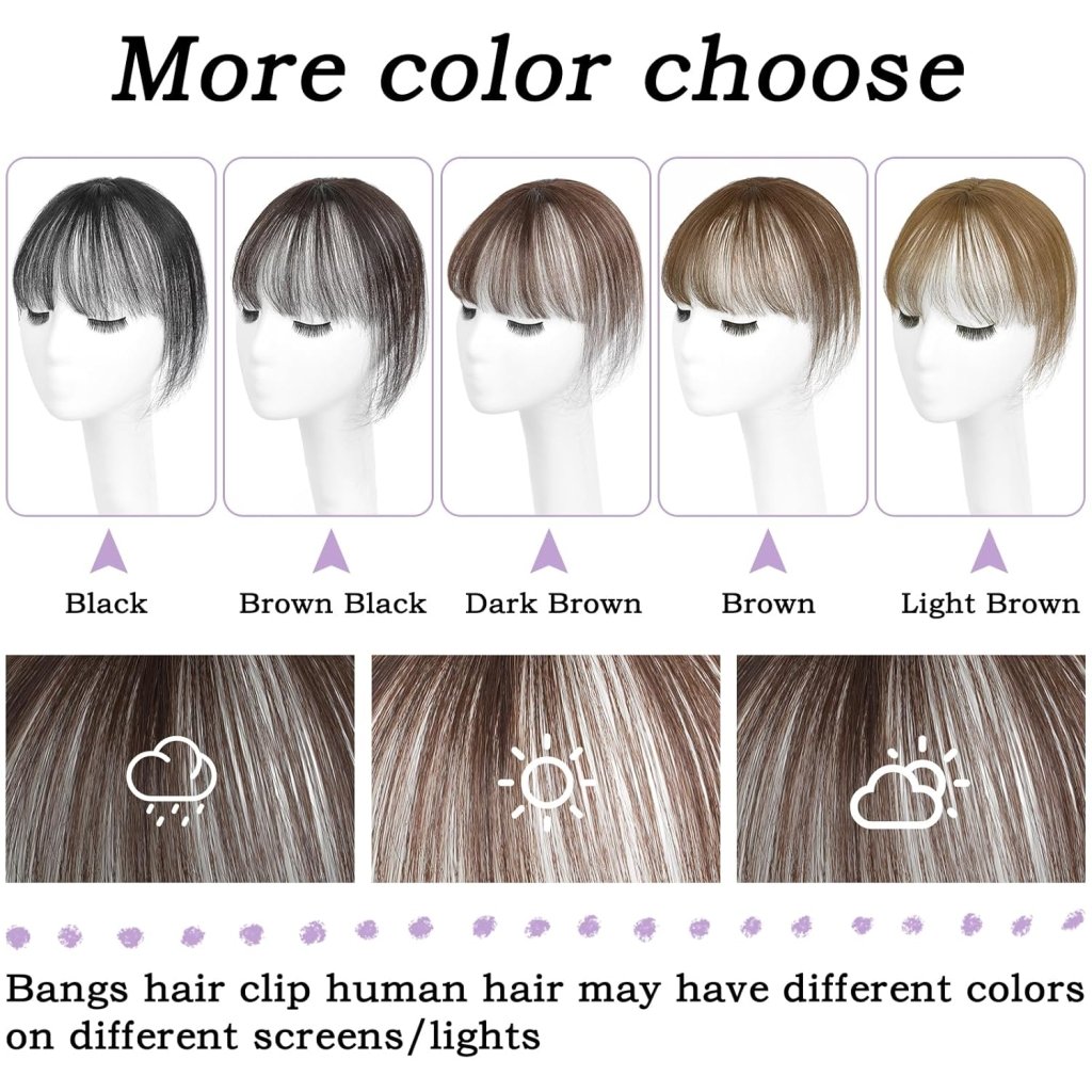 Clip in Bangs 100% Human Hair Toppers 360°3D Hair Pieces Clip On Air Bangs Extensions - Wigtrends