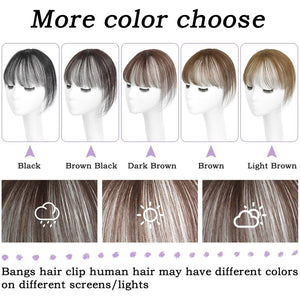 Clip in Bangs 100% Human Hair Toppers 360°3D Hair Pieces Clip On Air Bangs Extensions - Wigtrends