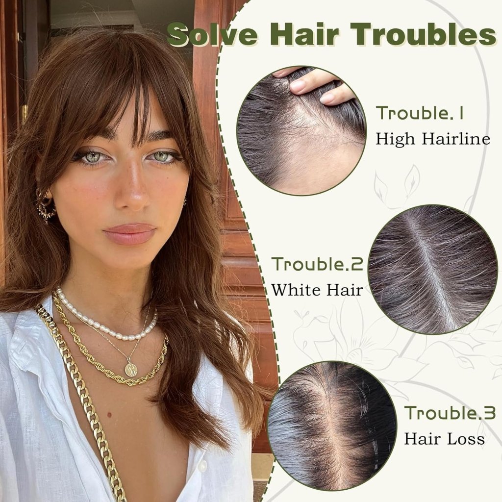 Clip in Bangs 100% Human Hair Toppers 360°3D Hair Pieces Clip On Air Bangs Extensions - Wigtrends