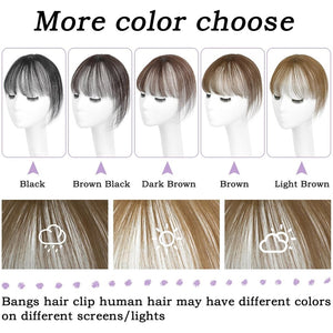 Clip in Bangs 100% Human Hair Toppers 360°3D Hair Pieces Clip On Air Bangs Extensions - Wigtrends