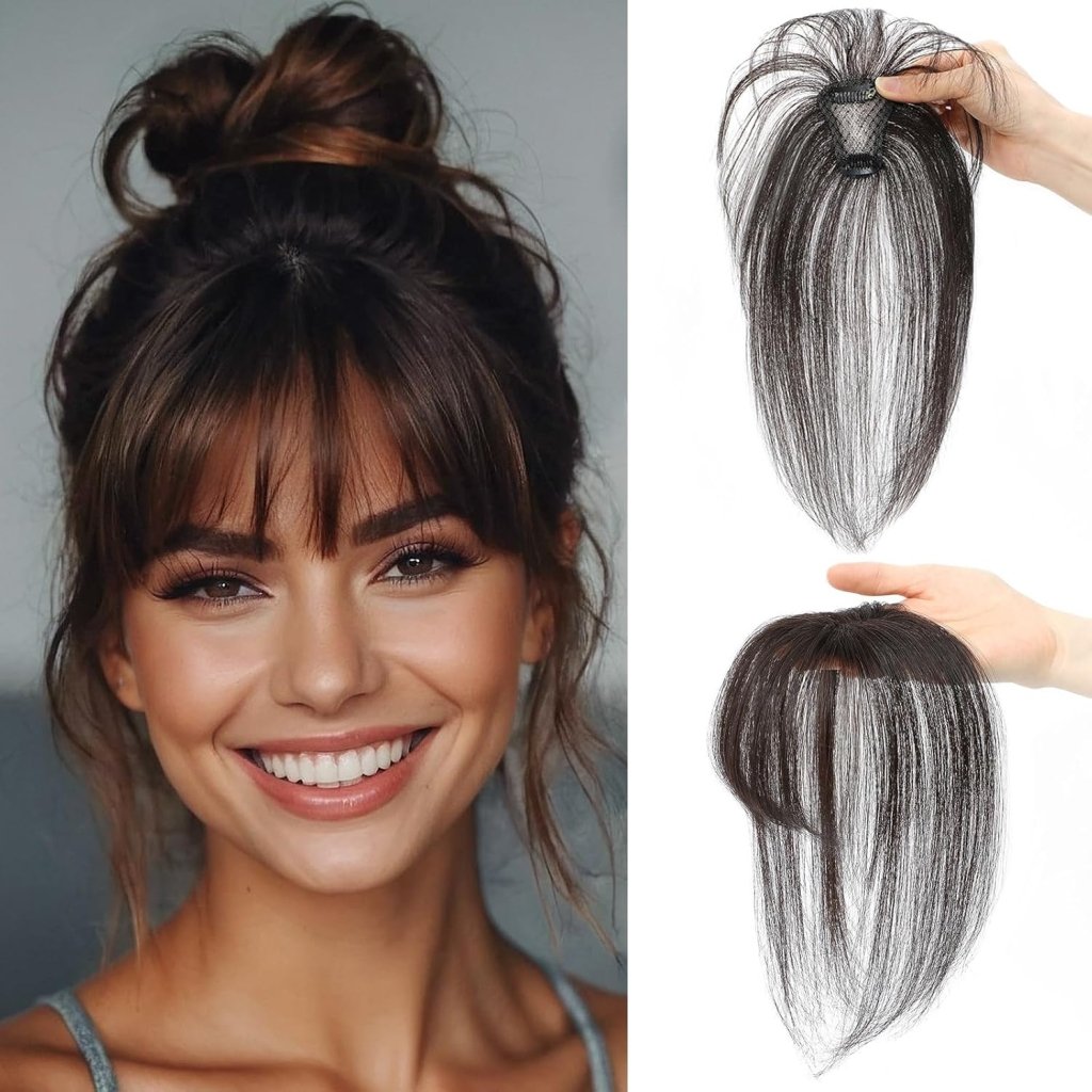 Clip in Bangs 100% Human Hair Toppers 360°3D Hair Pieces Clip On Air Bangs Extensions - Wigtrends