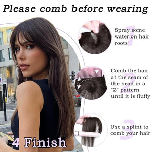 Clip in Bangs 100% Human Hair Toppers 360°3D Hair Pieces Clip On Air Bangs Extensions - Wigtrends