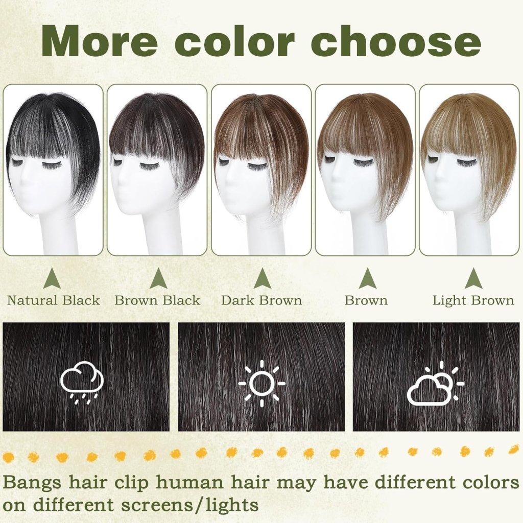 Clip in Bangs 100% Human Hair Toppers 360°3D Hair Pieces Clip On Air Bangs Extensions - Wigtrends