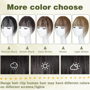 Clip in Bangs 100% Human Hair Toppers 360°3D Hair Pieces Clip On Air Bangs Extensions - Wigtrends