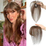 Clip in Bangs 100% Human Hair Toppers 360°3D Hair Pieces Clip On Air Bangs Extensions - Wigtrends