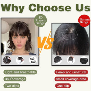 Clip in Bangs 100% Human Hair Toppers 360°3D Hair Pieces Clip On Air Bangs Extensions - Wigtrends