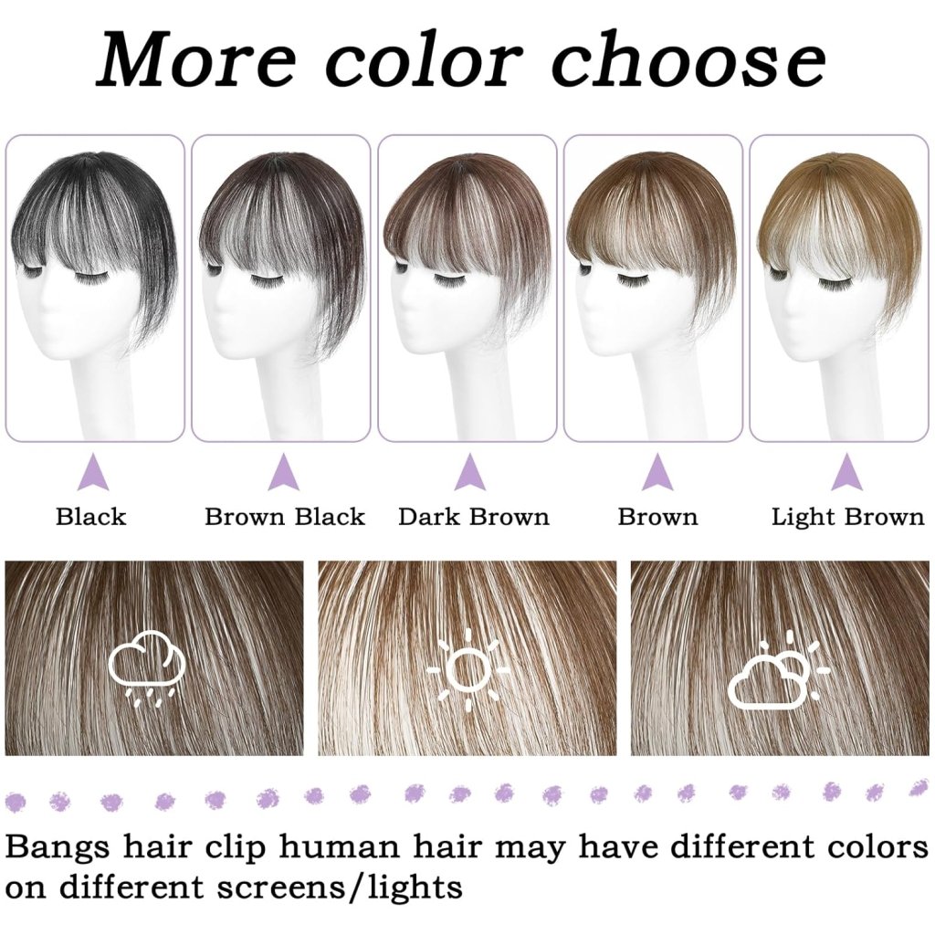 Clip in Bangs 100% Human Hair Toppers 360°3D Hair Pieces Clip On Air Bangs Extensions - Wigtrends