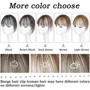 Clip in Bangs 100% Human Hair Toppers 360°3D Hair Pieces Clip On Air Bangs Extensions - Wigtrends