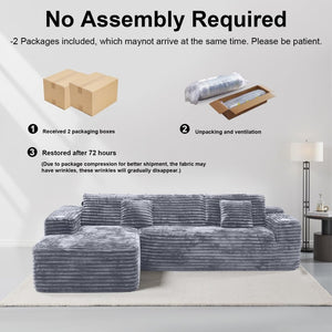 Cloud Sectional Couch with L - Shape Chaise, Modern Modular Sofa with Deep Seat, Built - in Cup Holder & Storage Pocket - Wigtrends