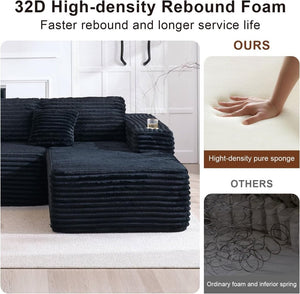 Cloud Sectional Couch with L - Shape Chaise, Modern Modular Sofa with Deep Seat, Built - in Cup Holder & Storage Pocket - Wigtrends