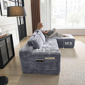 Cloud Sectional Couch with L - Shape Chaise, Modern Modular Sofa with Deep Seat, Built - in Cup Holder & Storage Pocket - Wigtrends