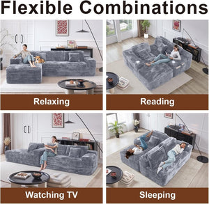 Cloud Sectional Couch with L - Shape Chaise, Modern Modular Sofa with Deep Seat, Built - in Cup Holder & Storage Pocket - Wigtrends