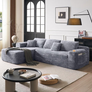 Cloud Sectional Couch with L - Shape Chaise, Modern Modular Sofa with Deep Seat, Built - in Cup Holder & Storage Pocket - Wigtrends