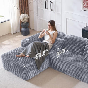 Cloud Sectional Couch with L - Shape Chaise, Modern Modular Sofa with Deep Seat, Built - in Cup Holder & Storage Pocket - Wigtrends