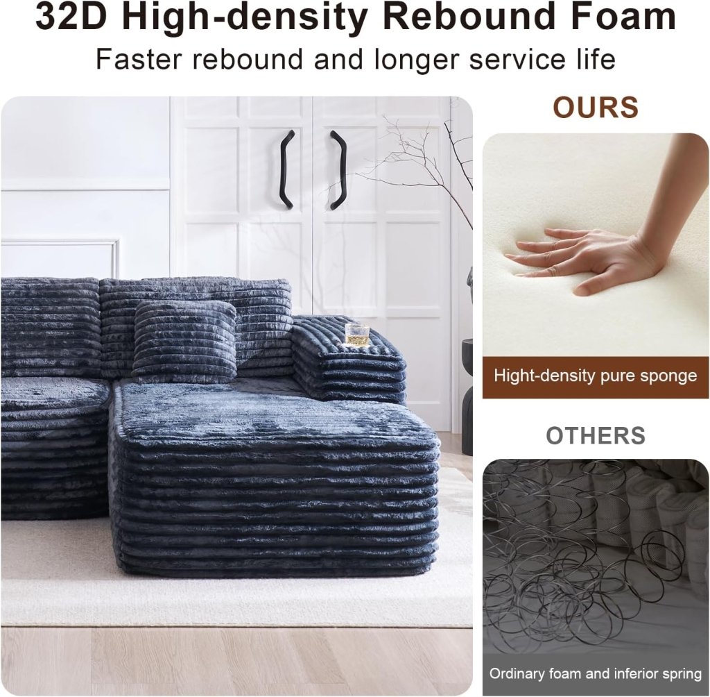 Cloud Sectional Couch with L - Shape Chaise, Modern Modular Sofa with Deep Seat, Built - in Cup Holder & Storage Pocket - Wigtrends
