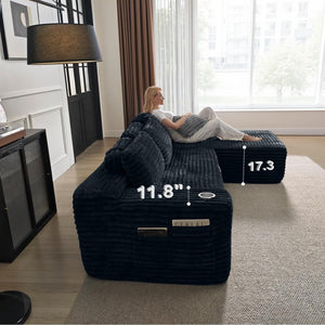 Cloud Sectional Couch with L - Shape Chaise, Modern Modular Sofa with Deep Seat, Built - in Cup Holder & Storage Pocket - Wigtrends