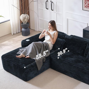 Cloud Sectional Couch with L - Shape Chaise, Modern Modular Sofa with Deep Seat, Built - in Cup Holder & Storage Pocket - Wigtrends