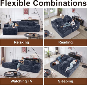 Cloud Sectional Couch with L - Shape Chaise, Modern Modular Sofa with Deep Seat, Built - in Cup Holder & Storage Pocket - Wigtrends
