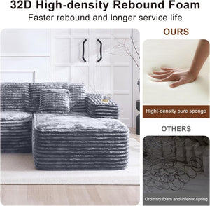 Cloud Sectional Couch with L - Shape Chaise, Modern Modular Sofa with Deep Seat, Built - in Cup Holder & Storage Pocket - Wigtrends