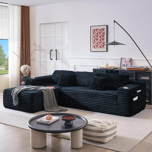 Cloud Sectional Couch with L - Shape Chaise, Modern Modular Sofa with Deep Seat, Built - in Cup Holder & Storage Pocket - Wigtrends